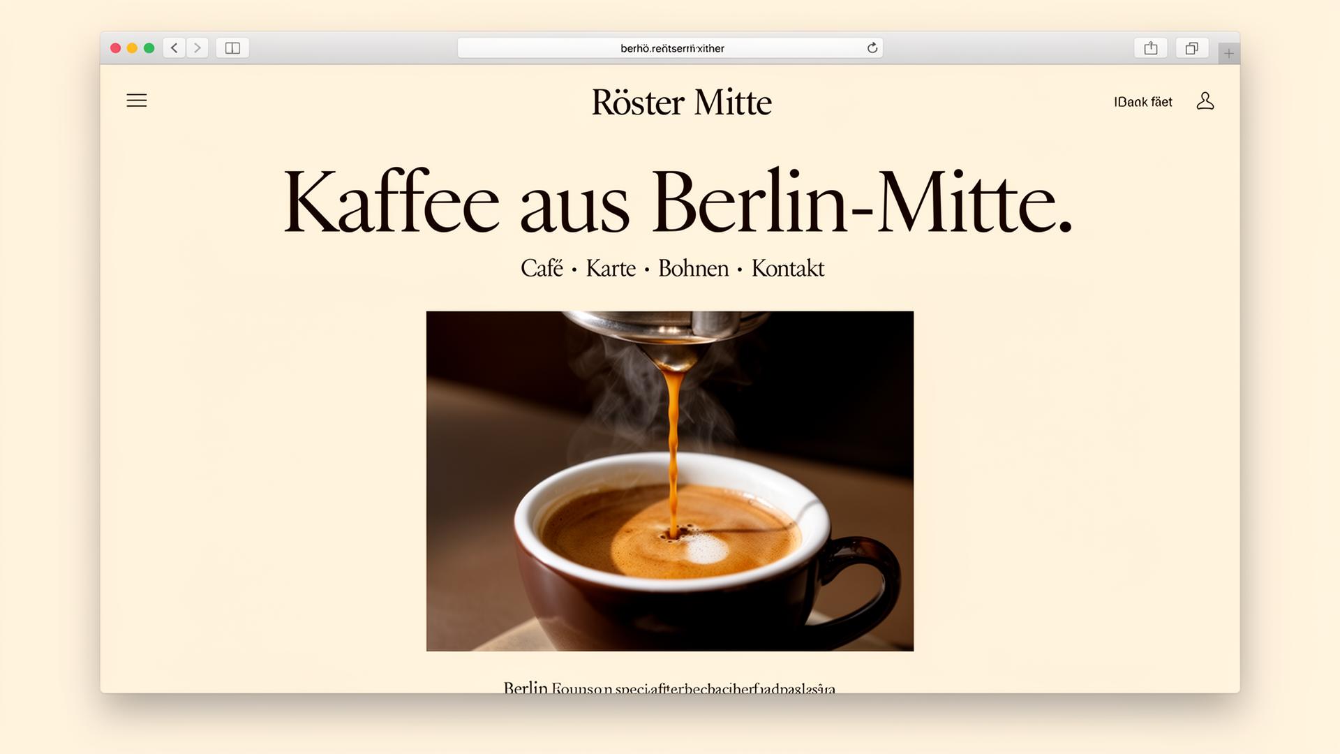 Website-Entwurf für Röster Mitte